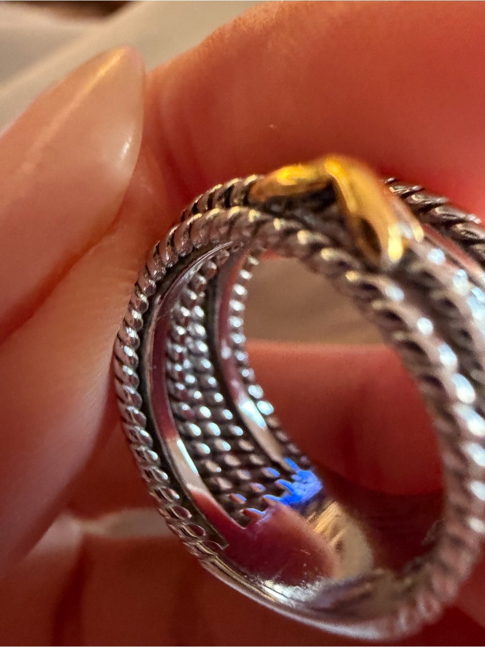 David Yurman Multi-Row Cable Ring Sterling Silver & 18K Yellow Gold Size 6.5 - Picture 9 of 16
